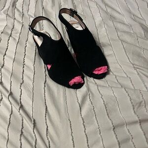 Black Women's Black peep toe Suede Slingback Heels